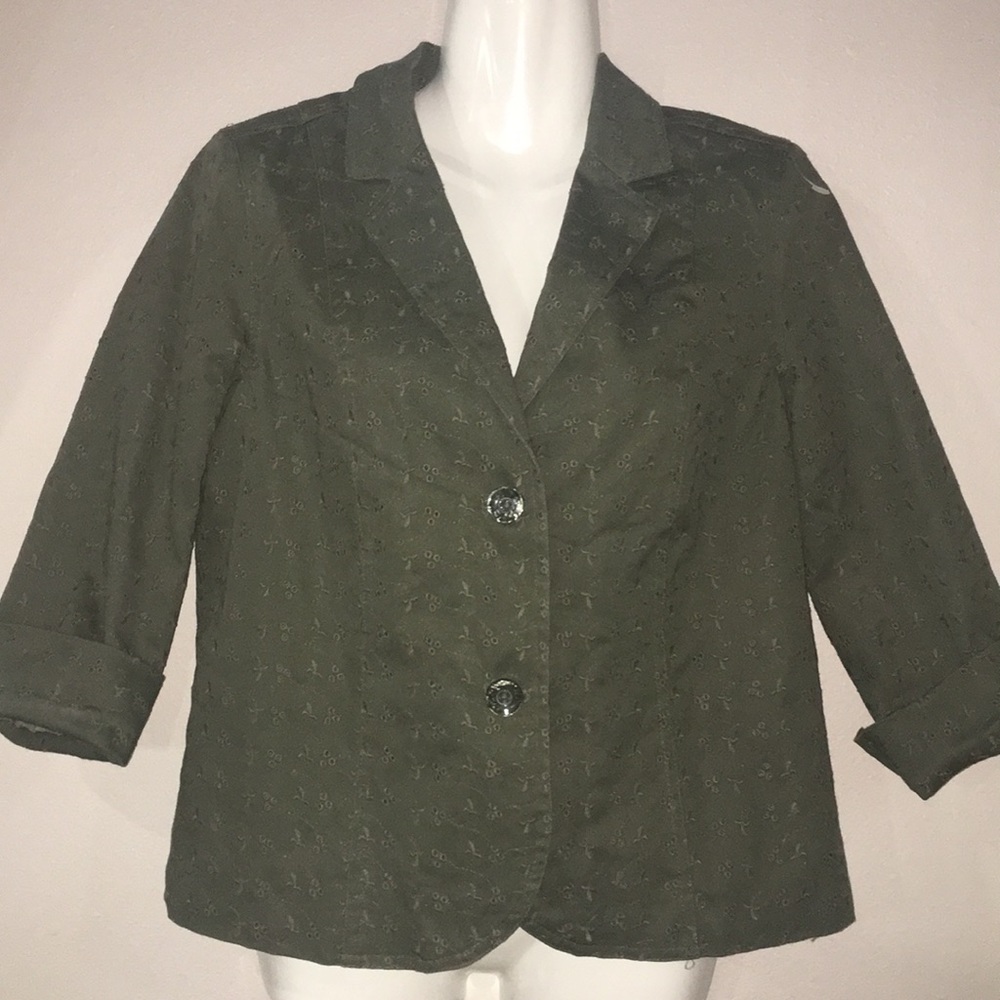 Olive Green Eyelet Blazer 6P